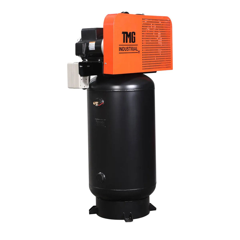 80 Gallon 7.5 HP Stationary Electric Air Compressor, 6 Min Fill Time, 230V Induction Motor, ASME Vertical Tank, GMD-ACE80