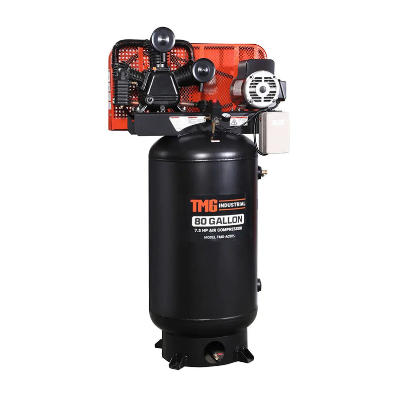 80 Gallon 7.5 HP Stationary Electric Air Compressor, 6 Min Fill Time, 230V Induction Motor, Vertical Tank, GMD-ACE85