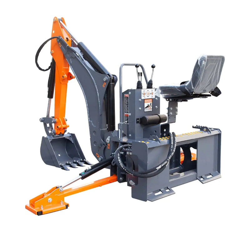 9-ft Skid Steer Swing Backhoe Attachment, 180° Boom Swing and Bucket Rotation, 15" Bucket, GMD-SBH60