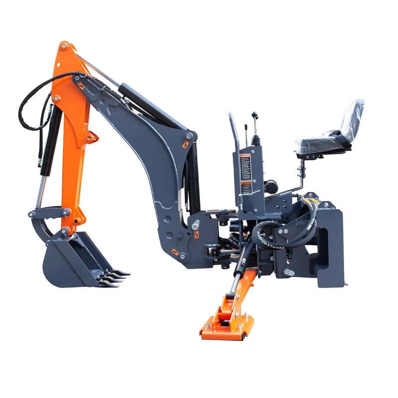 9-ft Skid Steer Swing Backhoe Attachment, 180° Boom Swing and Bucket Rotation, 15" Bucket, GMD-SBH60