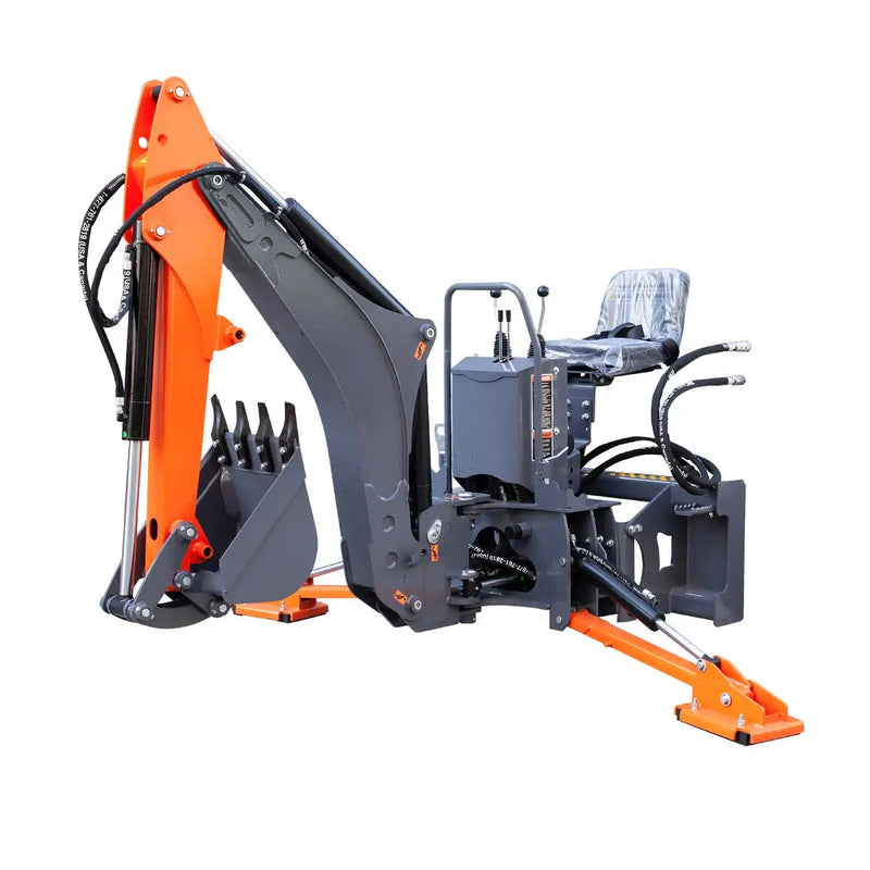 9-ft Skid Steer Swing Backhoe Attachment, 180° Boom Swing and Bucket Rotation, 15" Bucket, GMD-SBH60