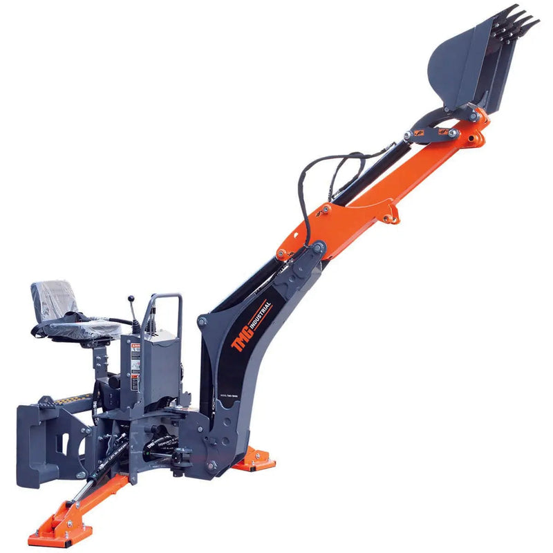 9-ft Skid Steer Swing Backhoe Attachment, 180° Boom Swing and Bucket Rotation, 15" Bucket, GMD-SBH60