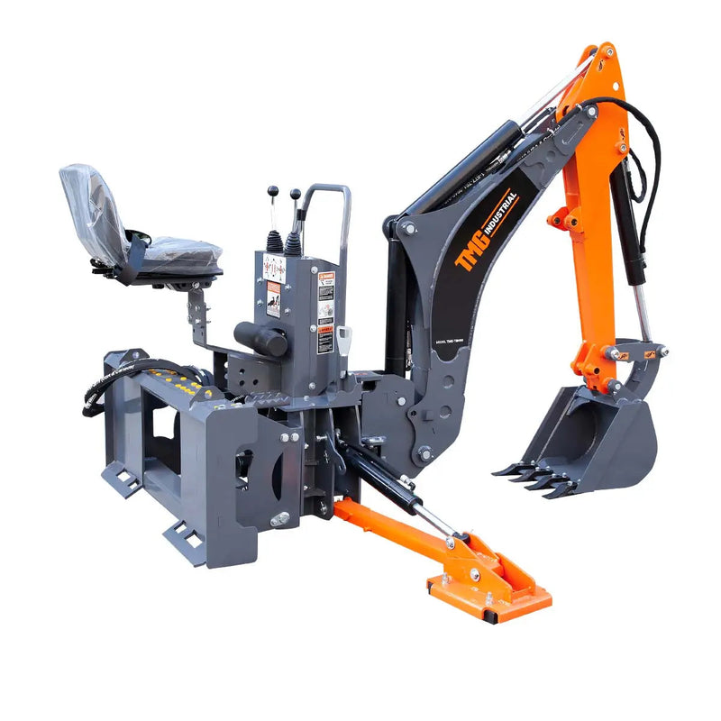 9-ft Skid Steer Swing Backhoe Attachment, 180° Boom Swing and Bucket Rotation, 15" Bucket, GMD-SBH60