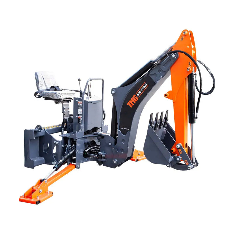 9-ft Skid Steer Swing Backhoe Attachment, 180° Boom Swing and Bucket Rotation, 15" Bucket, GMD-SBH60