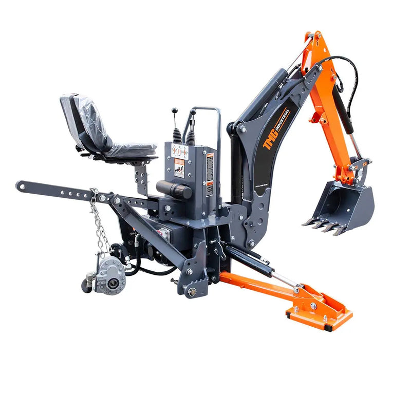 9-ft Tractor Swing Backhoe Attachment, Category 1 & 2, 180° Boom and Bucket Rotation, 15" Bucket Included, GMD-TBH90