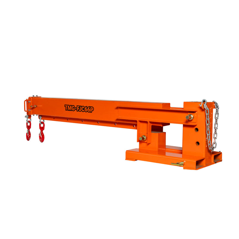 Forklift Telescoping Pivoting Jib Crane, 6600 lb Capacity, Adjustable Boom (30”-138”), Lock Pin Safety, GMD-FJC66P