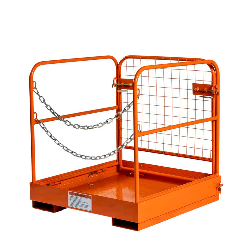 Forklift Work Platform 36"x36", 800 lb Capacity, Foldable Safety Cage with Hand Rails and Non-Slip Floor, GMD-FWP08