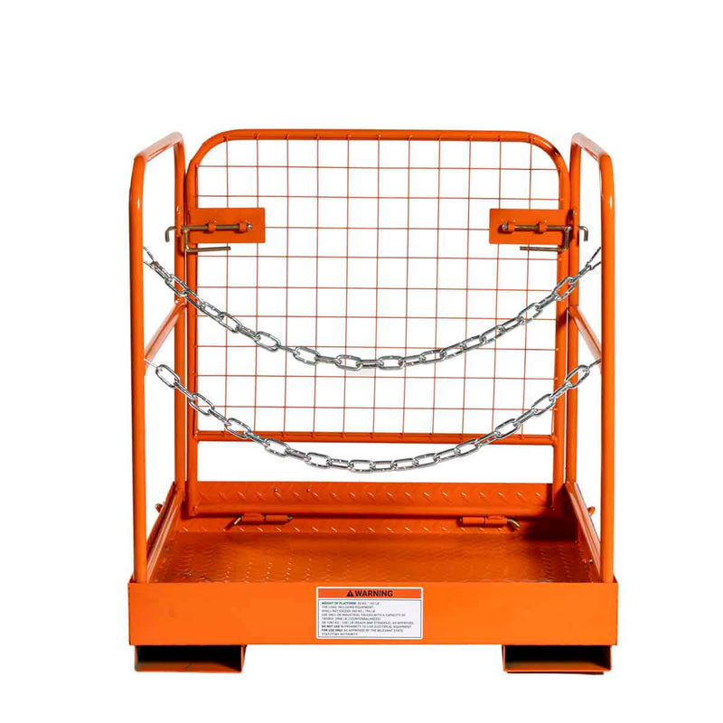 Forklift Work Platform 36"x36", 800 lb Capacity, Foldable Safety Cage with Hand Rails and Non-Slip Floor, GMD-FWP08