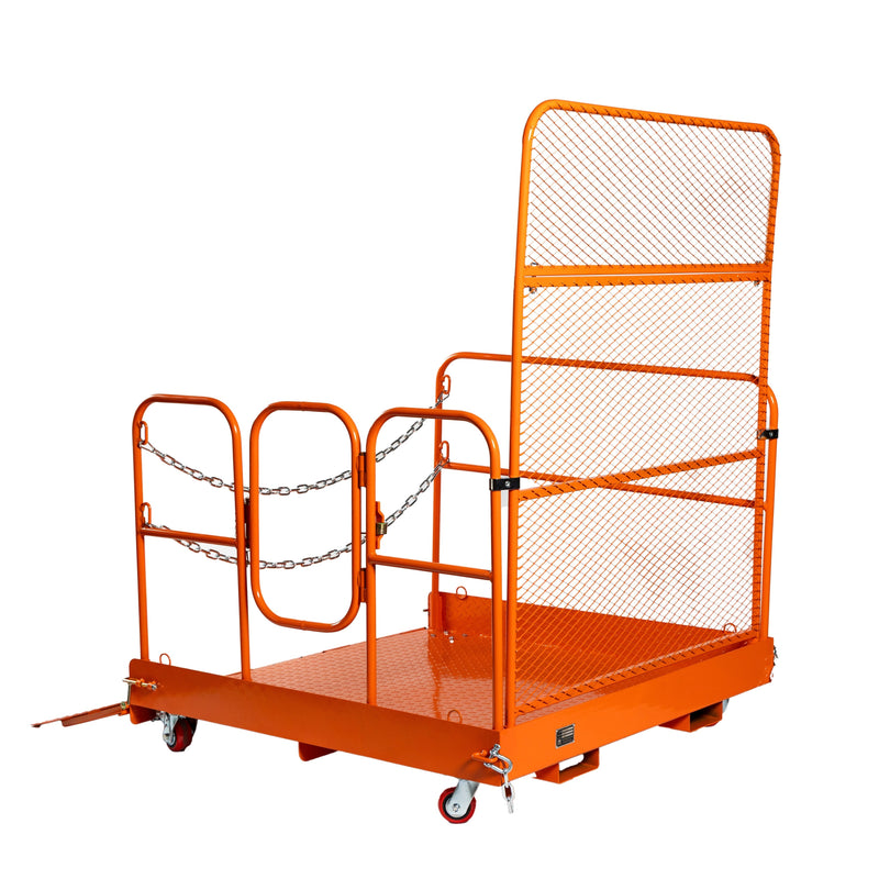 Forklift Work Platform 54”x54”, 3300 lb Capacity, Heavy-Duty Safety Cage with Access Ramp, GMD-FWP33