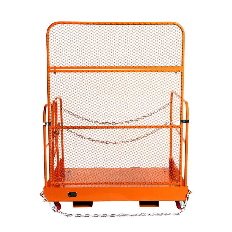 Forklift Work Platform 54”x54”, 3300 lb Capacity, Heavy-Duty Safety Cage with Access Ramp, GMD-FWP33