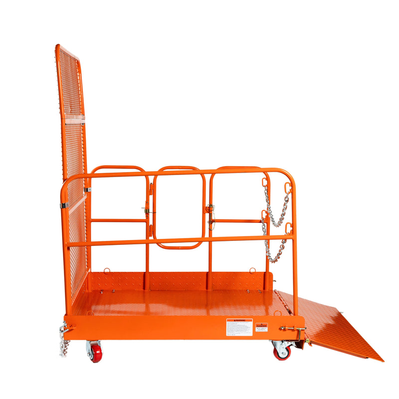 Forklift Work Platform 54”x54”, 3300 lb Capacity, Heavy-Duty Safety Cage with Access Ramp, GMD-FWP33