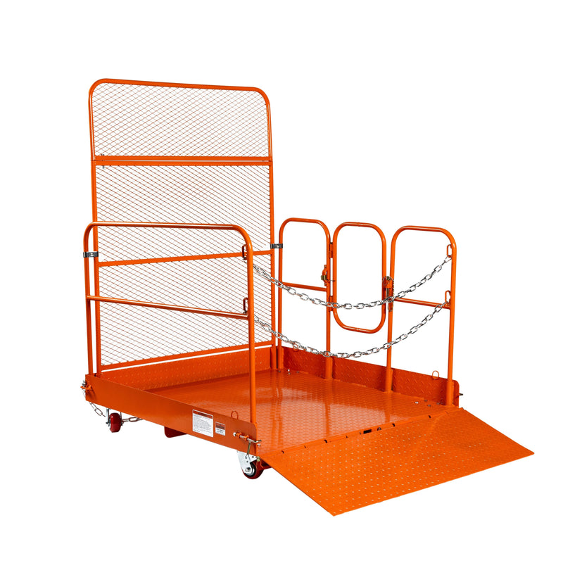 Forklift Work Platform 54”x54”, 3300 lb Capacity, Heavy-Duty Safety Cage with Access Ramp, GMD-FWP33
