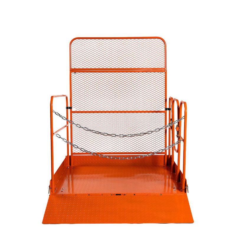 Forklift Work Platform 54”x54”, 3300 lb Capacity, Heavy-Duty Safety Cage with Access Ramp, GMD-FWP33