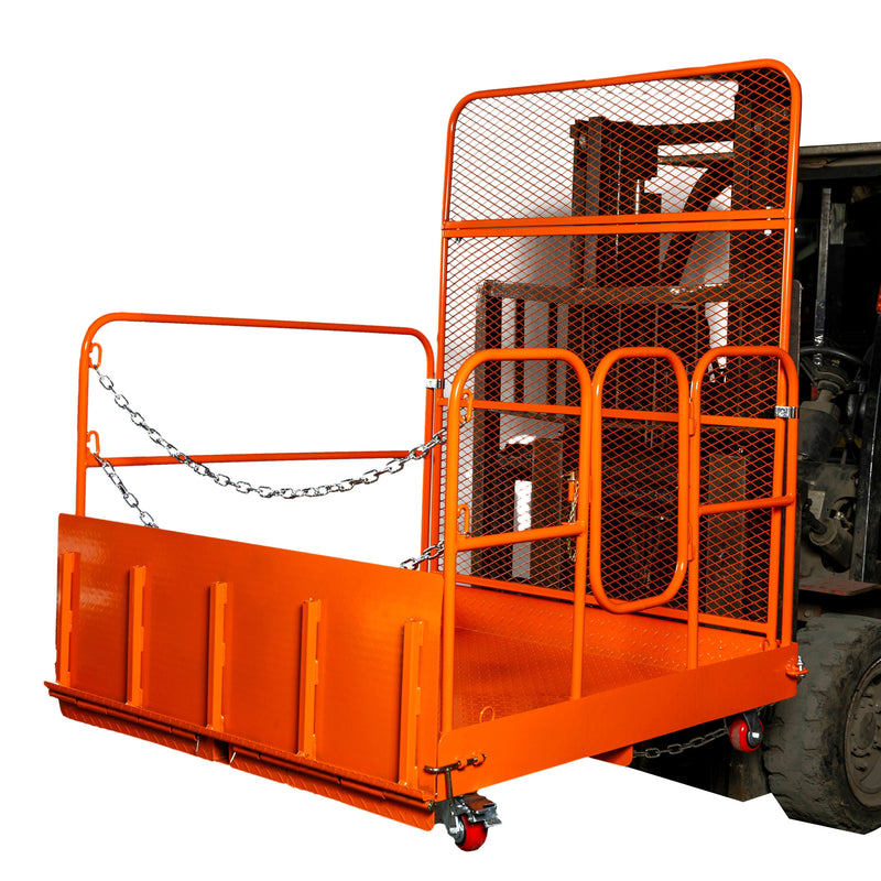 Forklift Work Platform 54”x54”, 3300 lb Capacity, Heavy-Duty Safety Cage with Access Ramp, GMD-FWP33