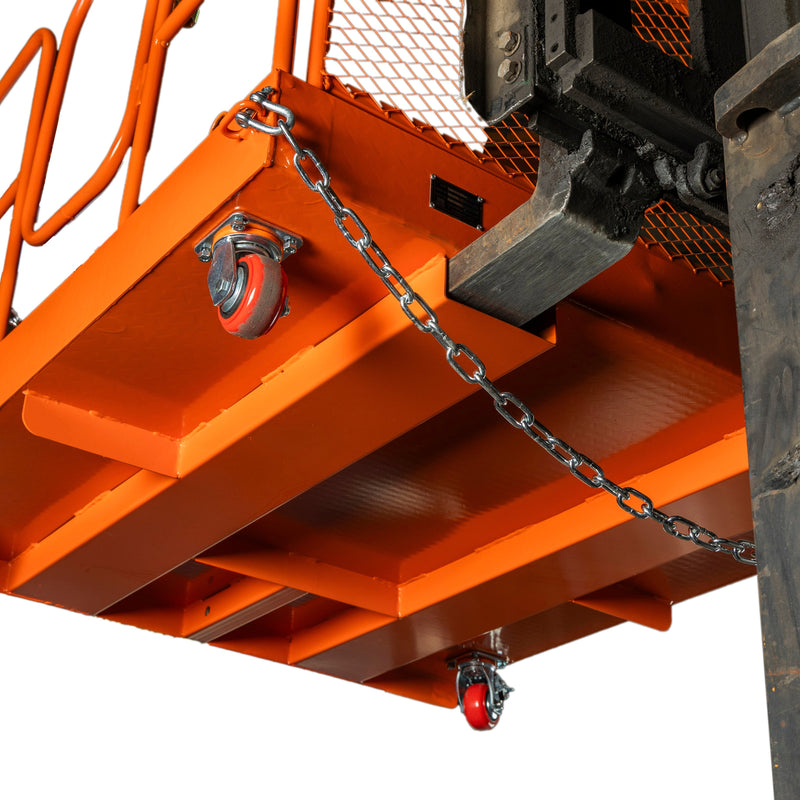 Forklift Work Platform 54”x54”, 3300 lb Capacity, Heavy-Duty Safety Cage with Access Ramp, GMD-FWP33