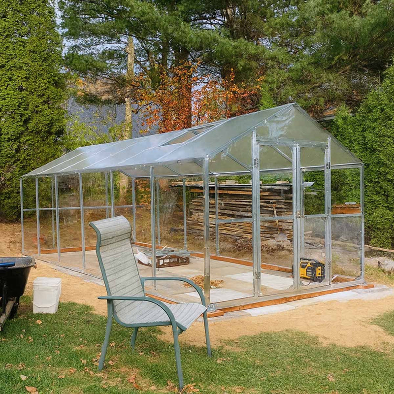 8' x 20' Greenhouse with Galvanized Steel Frame, Polycarbonate Twin-Wall Roof and Crystal-Clear Solid Walls GMD-GH821