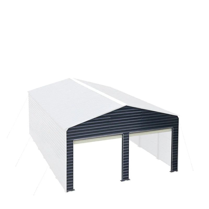Metal Shed Carport Add-On Package Kit For GMD-MSC2020F And GMD-MSC2030F , Front Wall w/Roll Up Doors & Back Wall, GMD-MSC20-RD12