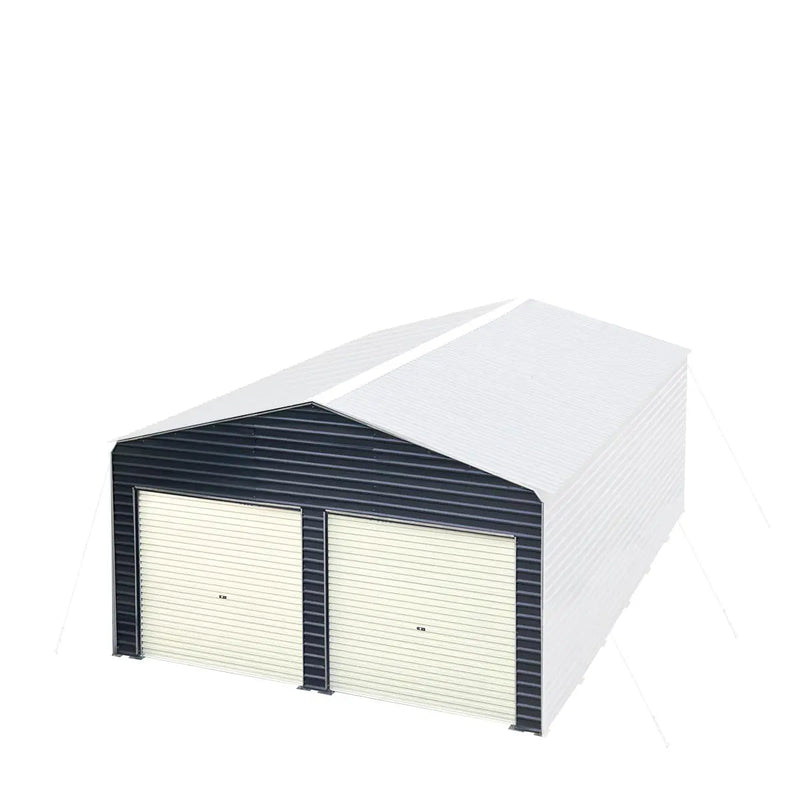 Metal Shed Carport Add-On Package Kit For GMD-MSC2020F And GMD-MSC2030F , Front Wall w/Roll Up Doors & Back Wall, GMD-MSC20-RD12