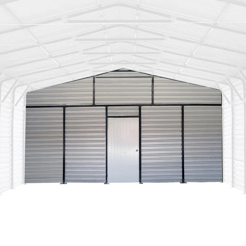 Metal Shed Carport Add-On Package Kit For GMD-MSC2020F And GMD-MSC2030F , Front Wall w/Roll Up Doors & Back Wall, GMD-MSC20-RD12