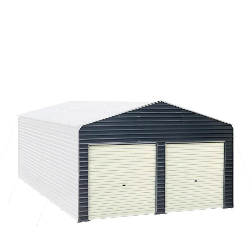 Metal Shed Carport Add-On Package Kit For GMD-MSC2020F And GMD-MSC2030F , Front Wall w/Roll Up Doors & Back Wall, GMD-MSC20-RD12