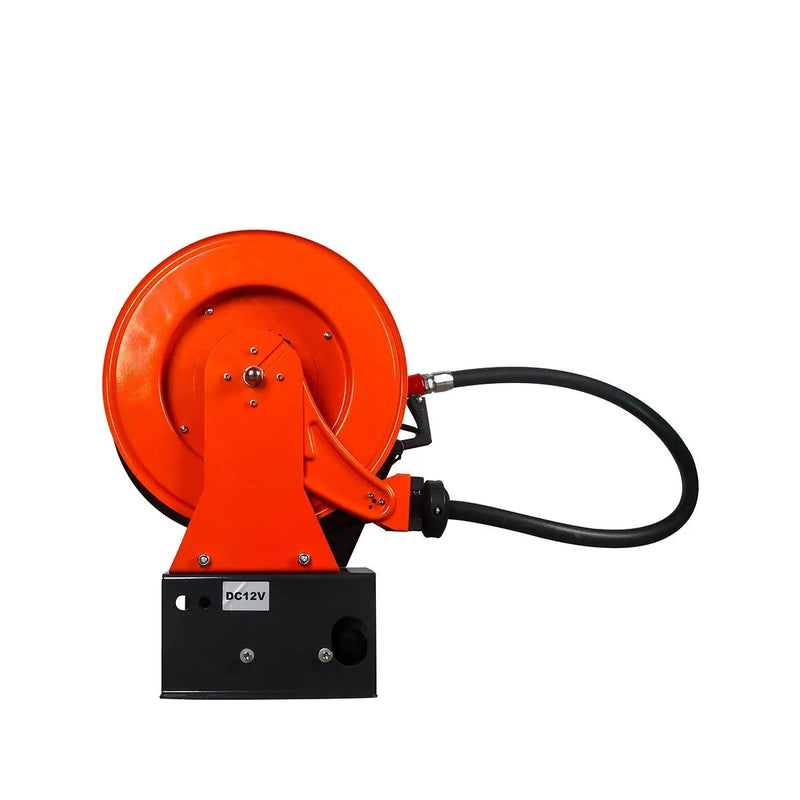 Portable Diesel Transfer Pump w/49' Hose Reel, Auto Shut Off, DC 12-Volt, 15 GPM, GMD-DFP10