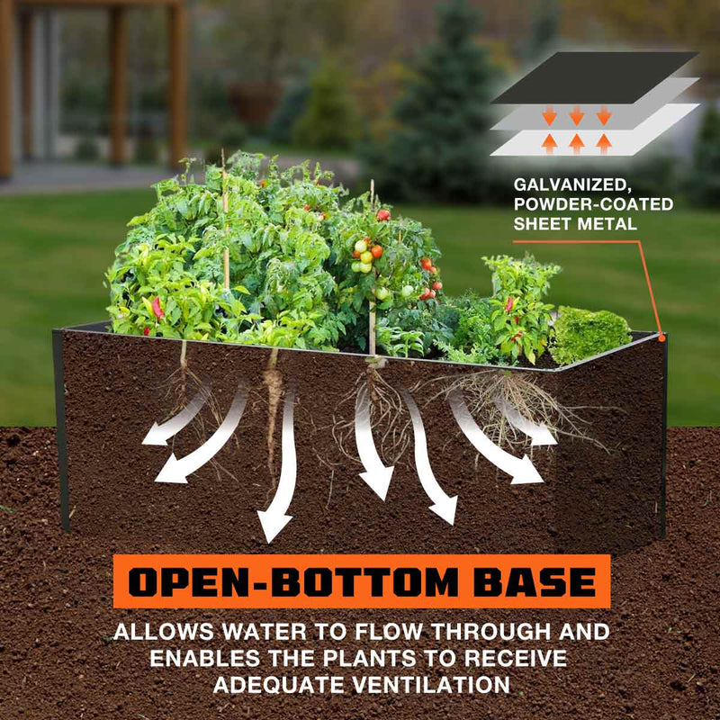 Rectangular Metal Raised Garden Bed, 79" Bed Planting, Garden Planter, Galvanized & Powder Coated, GMD-MGB79
