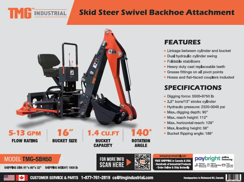Skid Steer Swivel Backhoe Attachment (Discontinued – No Longer Available) GMD-SBH50