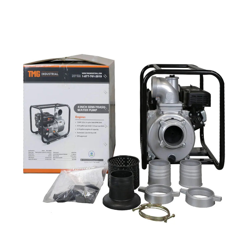 GMD-100TWP 352 GPM 4" Semi-Trash Water Pump with 7.5 HP Gas Engine