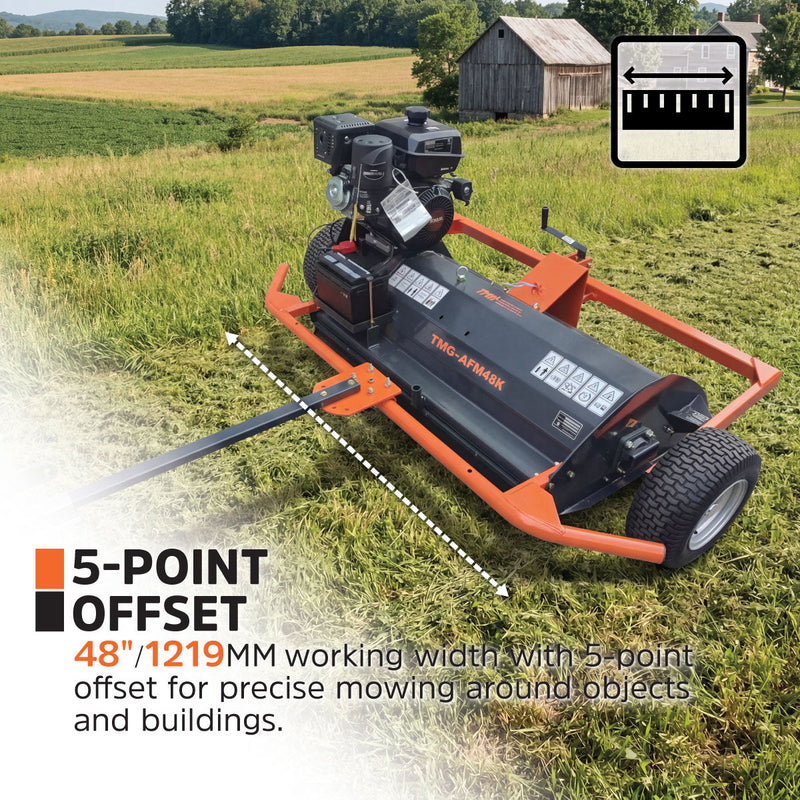 48" ATV Flail Mower Slasher with 14 HP Kohler Engine and Tow-Behind Side Shift, GMD-AFM48K