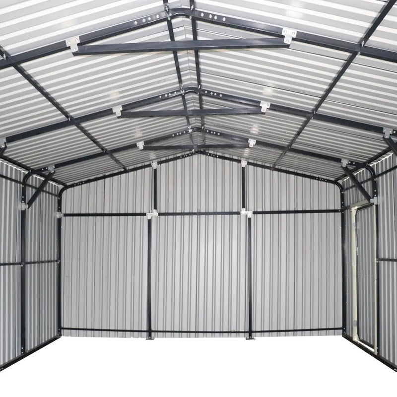 16' x 24' Metal Garage Shed with Double Front Doors, 10' Peak Height, Side Entry Door, 384 Sq-Ft Floor Space, GMD-MS1624