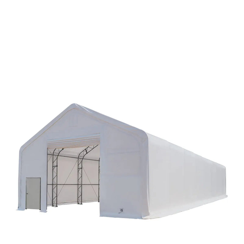 30' x 80' Dual Truss Storage Shelter with Heavy Duty 17 oz PVC Cover & Drive Through Doors, GMD-DT3082