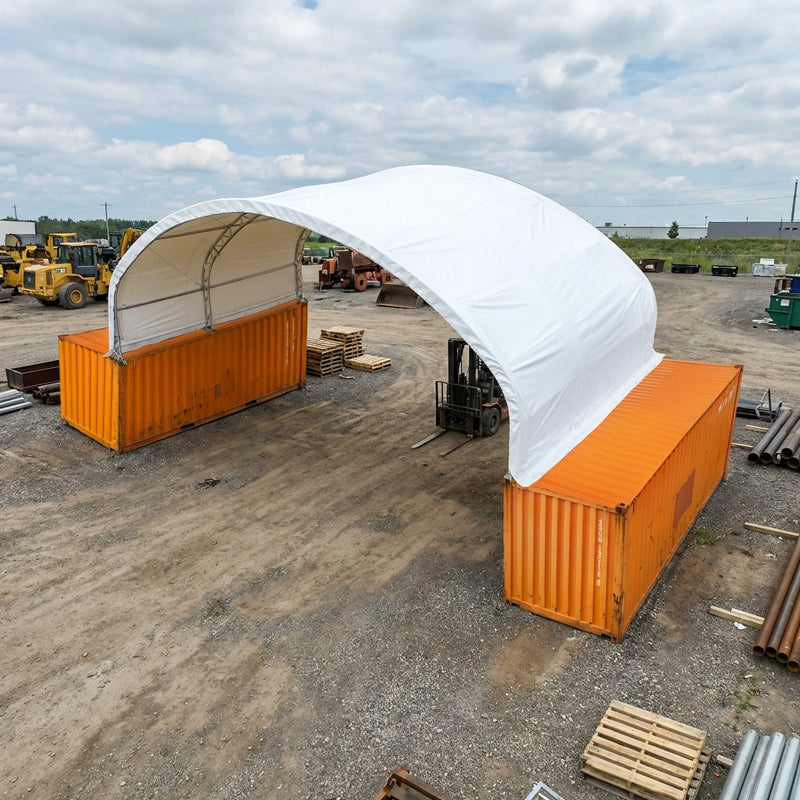 40' x 20' Dual Truss Container Shelter with Heavy Duty 21 oz PVC Cover, GMD-DT4022C