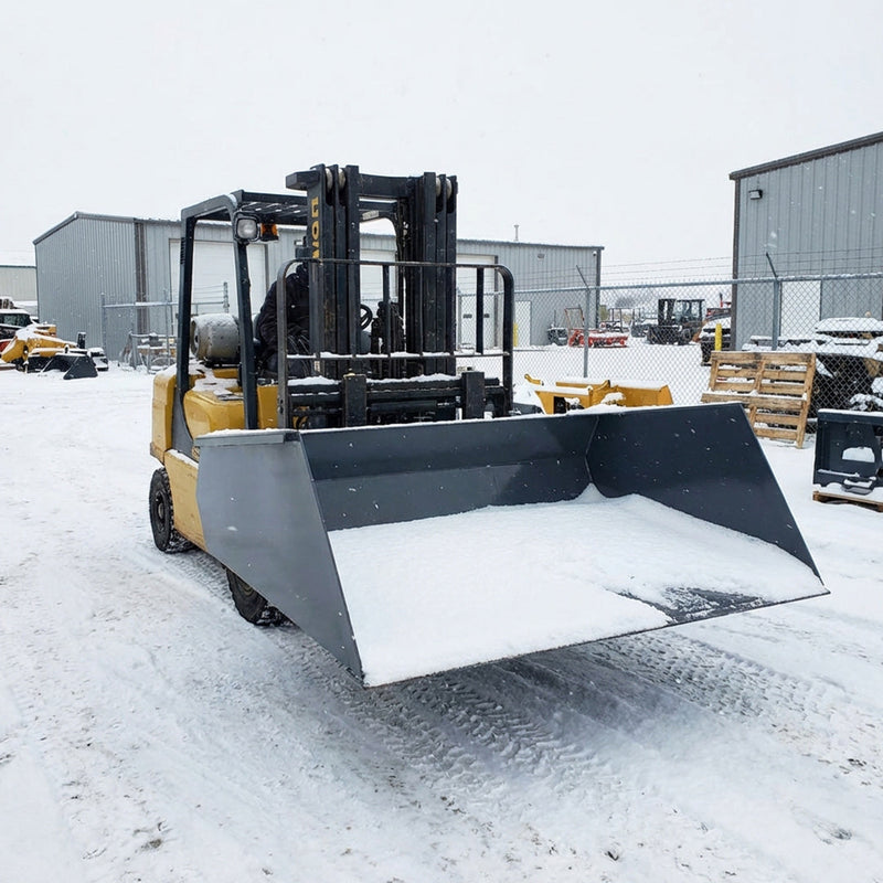Forklift Snow Bucket, 64” x 55” Work Capacity, 90° Dump Angle, Beveled Edge Design, GMD-FSB64