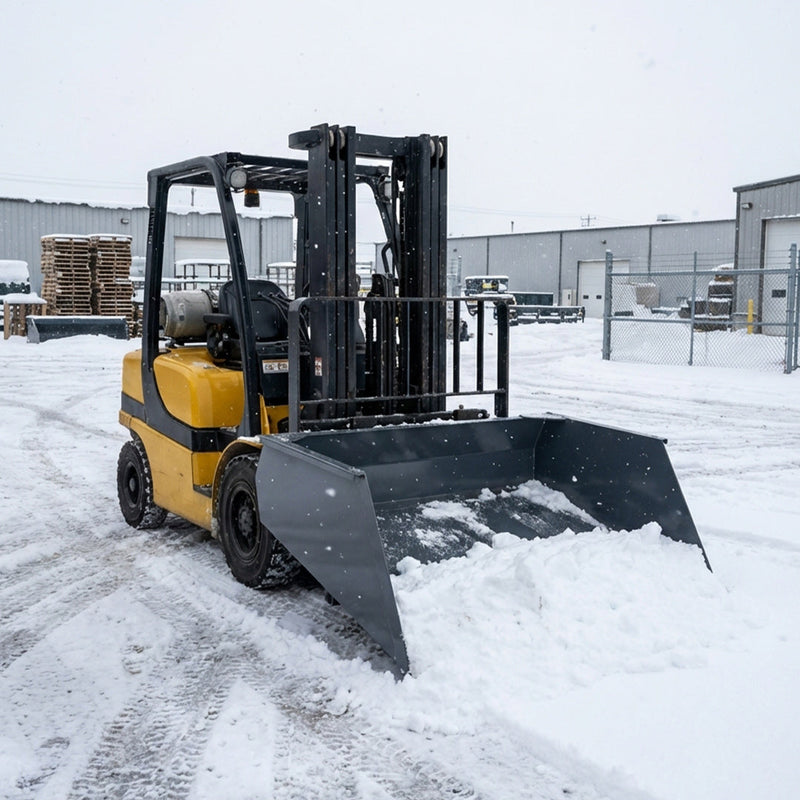 Forklift Snow Bucket, 64” x 55” Work Capacity, 90° Dump Angle, Beveled Edge Design, GMD-FSB64
