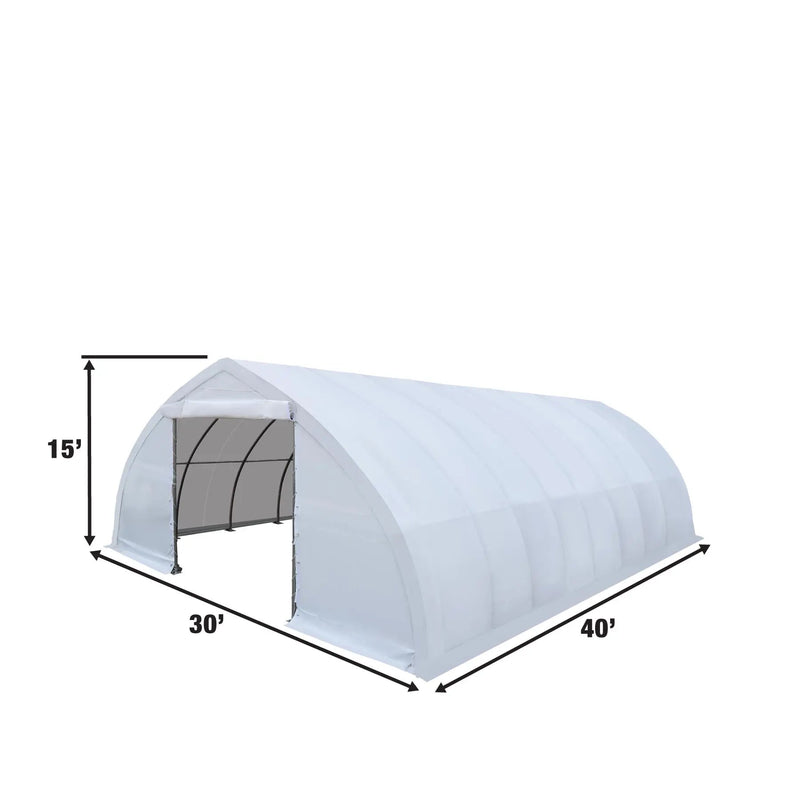30' x 40' Peak Ceiling Storage Shelter with Heavy Duty 17 oz PVC Cover & Drive Through Doors, GMD-ST3040V