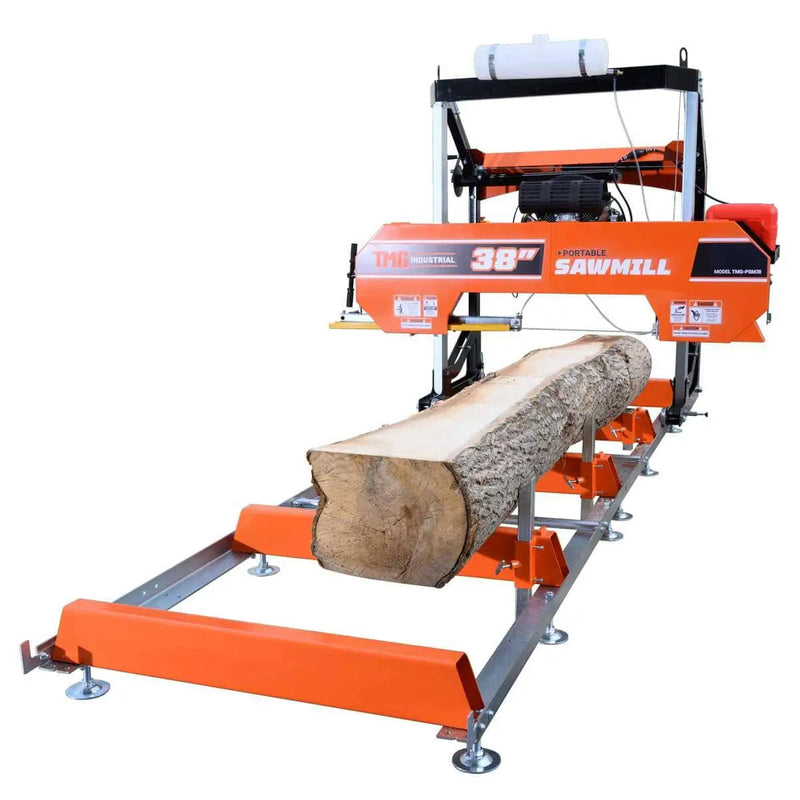 40" Portable Sawmill, 13' Track Length, 24 HP V-Twin Engine, 4-Post Carriage, 10 L Water Tank, EPA Certified Fuel Tank, GMD-PSM38