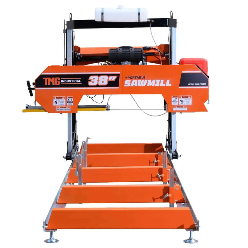 40" Portable Sawmill, 13' Track Length, 24 HP V-Twin Engine, 4-Post Carriage, 10 L Water Tank, EPA Certified Fuel Tank, GMD-PSM38