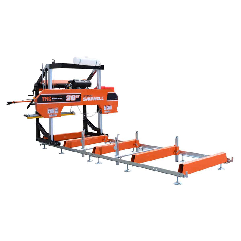 40" Portable Sawmill, 13' Track Length, 24 HP V-Twin Engine, 4-Post Carriage, 10 L Water Tank, EPA Certified Fuel Tank, GMD-PSM38