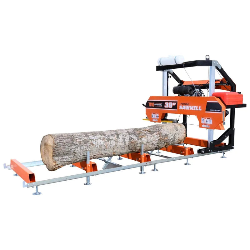 40" Portable Sawmill, 13' Track Length, 24 HP V-Twin Engine, 4-Post Carriage, 10 L Water Tank, EPA Certified Fuel Tank, GMD-PSM38
