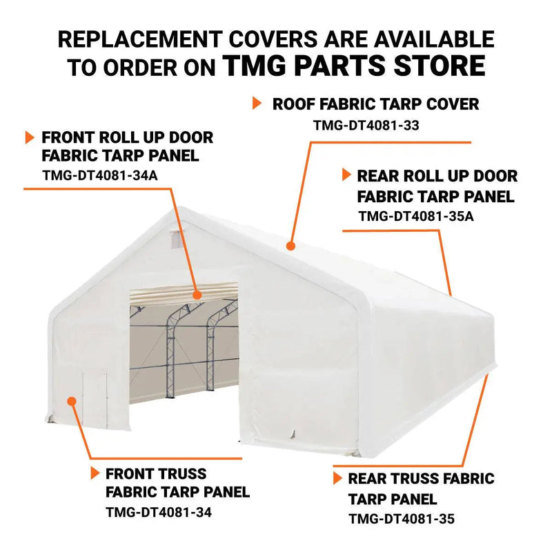 40' x 80' Dual Truss Storage Shelter with Heavy Duty 21 oz PVC Cover & Drive Through Doors, GMD-DT4082 (Previously DT4081)