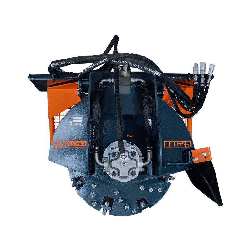 Skid Steer Stump Grinder, 24" Rotor Size, 7" Cutting Below Ground, Steel Carbide Teeth, GMD-SSG25