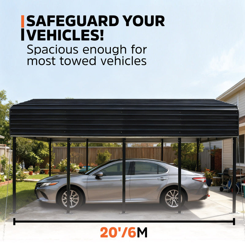 12' x 20' Metal Shed Carport with 8' Open Sidewalls, GMD-MSC1220