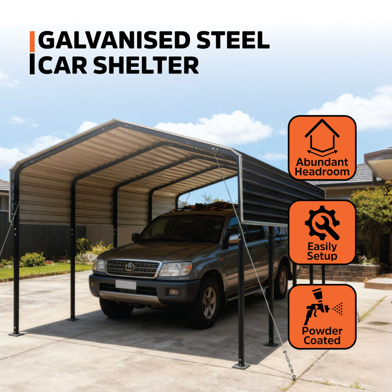 12' x 20' Metal Shed Carport with 8' Open Sidewalls, GMD-MSC1220