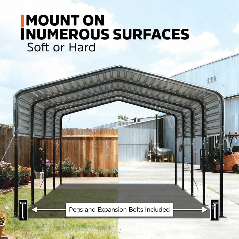 12' x 20' Metal Shed Carport with 8' Open Sidewalls, GMD-MSC1220