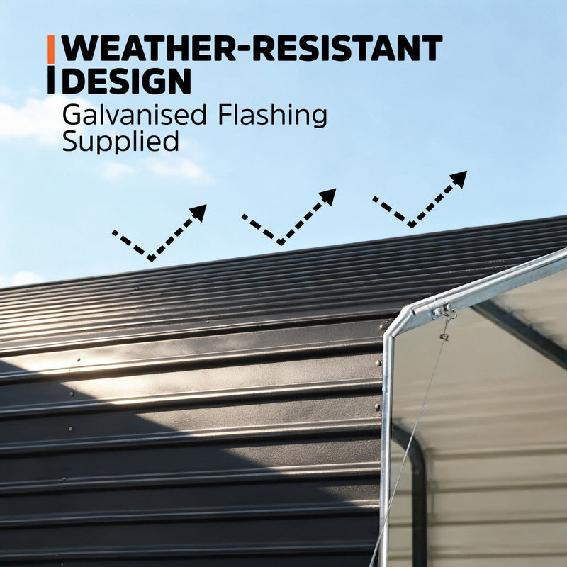12' x 20' Metal Shed Carport with 8' Open Sidewalls, GMD-MSC1220
