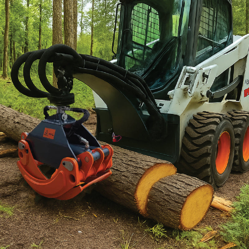 3300 lb Skid Steer Rotary Log Grapple, 360° Rotation, 49″ Opening, for 40-75 HP Skid Steers, GMD-SLG50