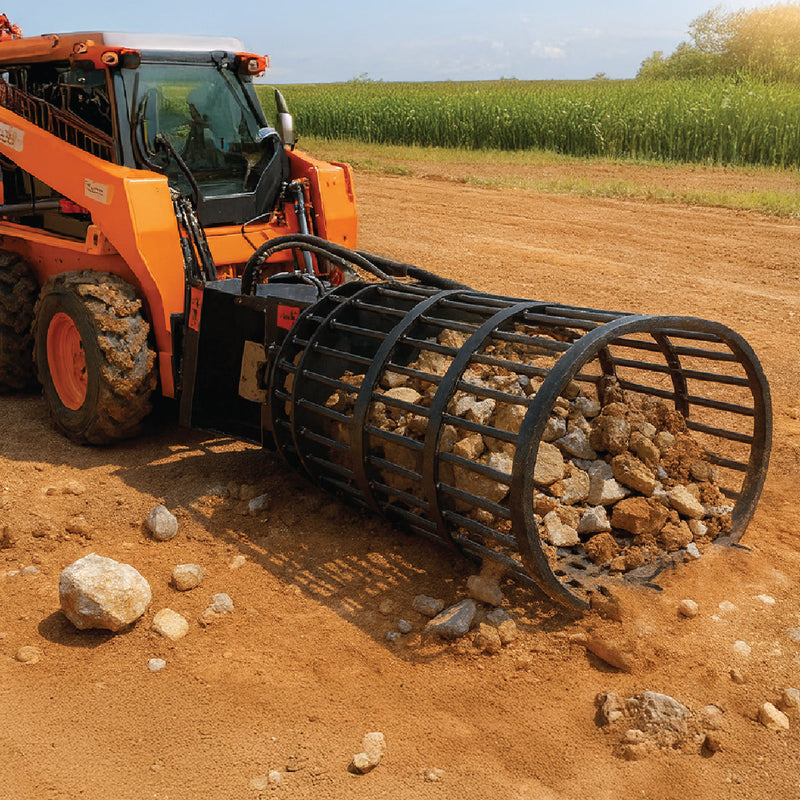 30" Skid-Steer Rotary Rock Picker, 1,250 lb Load Capacity, NM400 Wear Resistant Steel, Universal Mount, GMD-SRP32