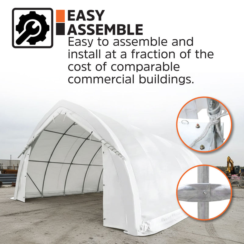 20' x 30' Arch Wall Peak Ceiling Storage Shelter with Heavy Duty 11 oz PE Cover & Drive Through Doors, GMD-ST2032P (Previously ST2031P)