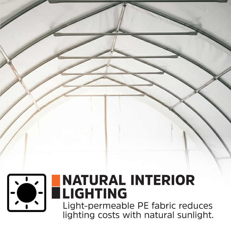 20' x 30' Arch Wall Peak Ceiling Storage Shelter with Heavy Duty 11 oz PE Cover & Drive Through Doors, GMD-ST2032P (Previously ST2031P)
