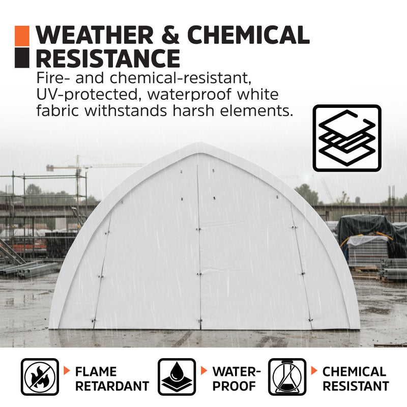 20' x 30' Arch Wall Peak Ceiling Storage Shelter with Heavy Duty 11 oz PE Cover & Drive Through Doors, GMD-ST2032P (Previously ST2031P)
